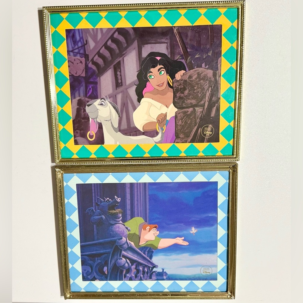 Disney 1996 Special Edition Hunchback Framed Lithograph Set (2)